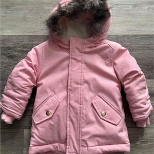 Cat & Jack 18 Months Pink Hooded Winter Coat with Faux Fur Trim